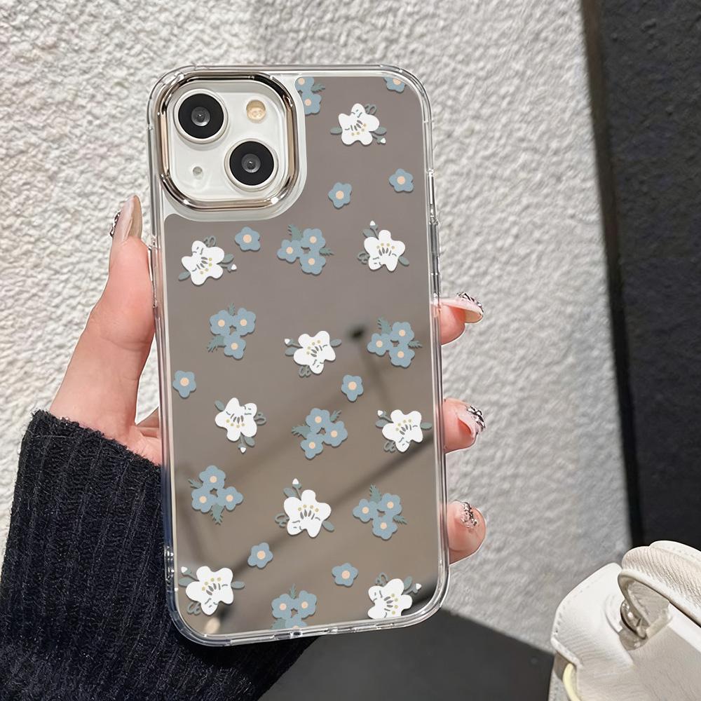 Printed Makeup Mirror Phone Case For IPhone 17 16 15 14 13 12 11 Pro Max 16E 17E Plus Bumper Shockproof Hard Coque Cover