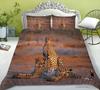 Leopard Duvet Cover Set King/Queen Size Brown with Black Spots Cheetah Bedding Set for Adults Men 2/3pcs Polyester Quilt Cover