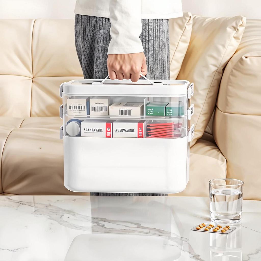 Household Multilayer Medicine Organizer: Large Capacity with Small Pill Box & Emergency Storage