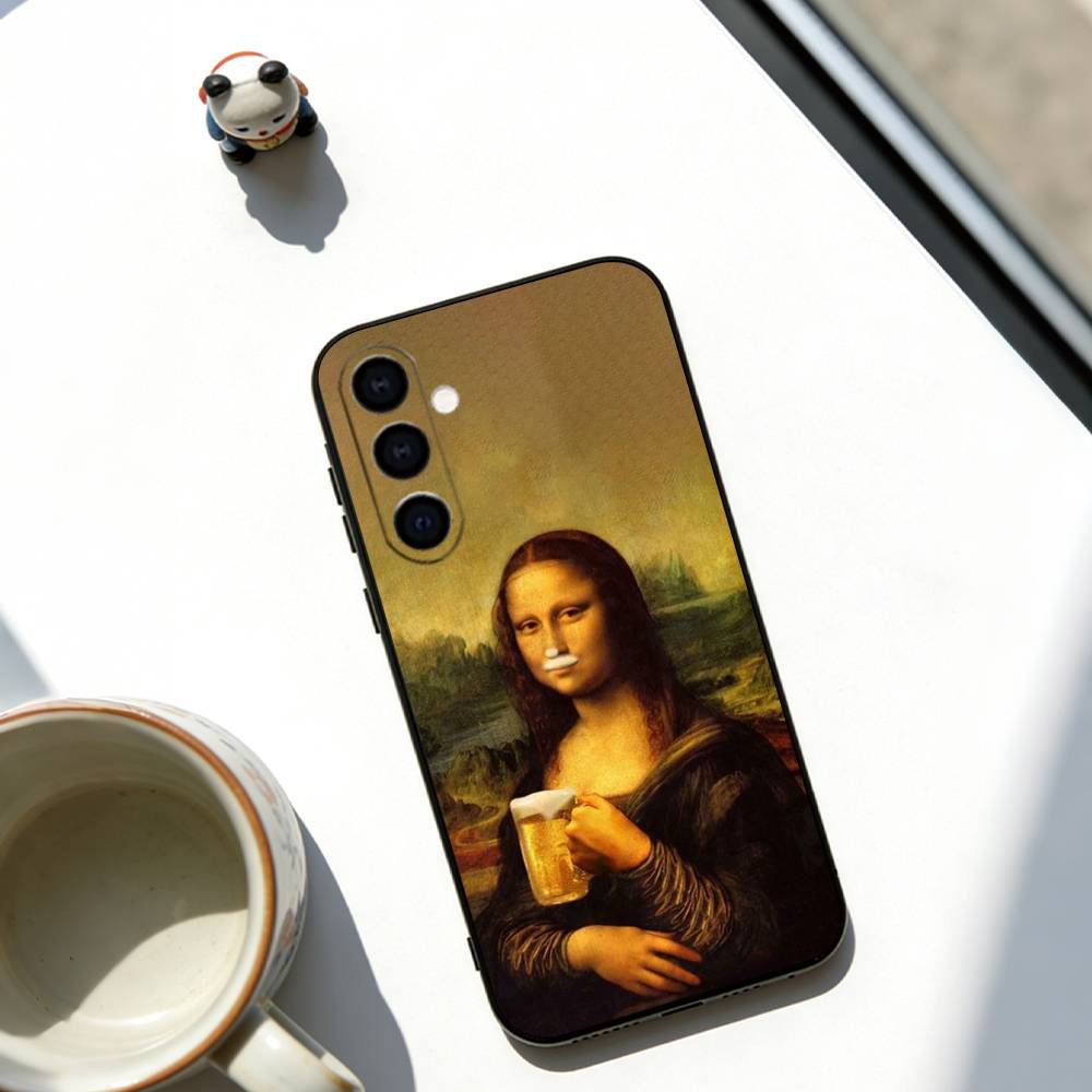 Humorous M-Mona L-Lisa Art Phone Case For Samsung Galaxy A73,A72,A71,A70,A53,A52,A51,Soft Black Cover