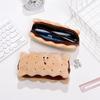 Funny Plush Biscuit Shape High Capacity Pencil Case Stationery Bag Pen Storage Student Supplies