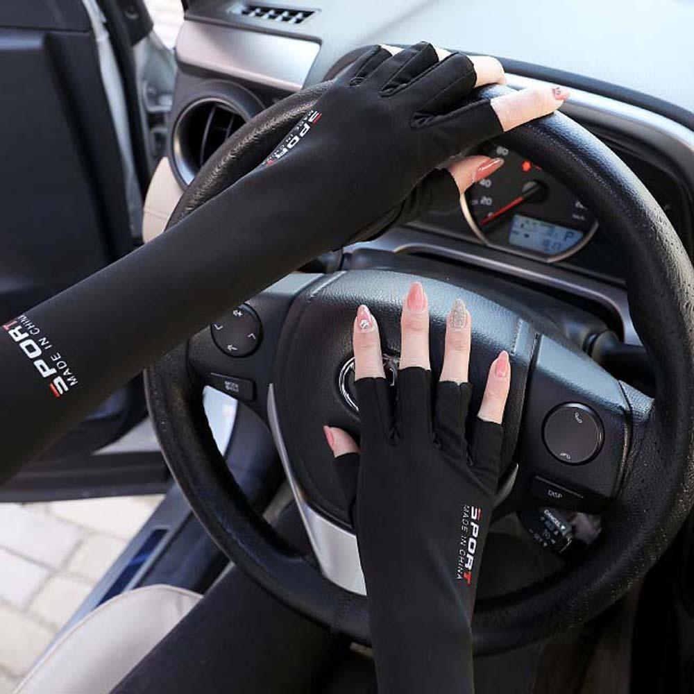Two Fingers with Exposed Half Finger Ice Sleeves Sun Protection Anti-UV Arm Sleeves For Women