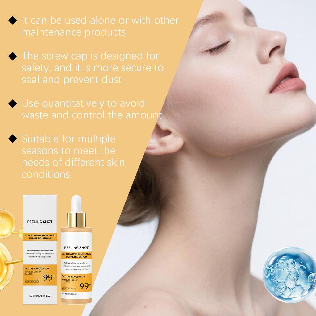 AMZ Kojic Acid Turmeric Serum | Exfoliates Dead Skin | Removes Blackheads | Minimizes Pores | Brightens Skin Tone | Nourishes Hydrating Serum