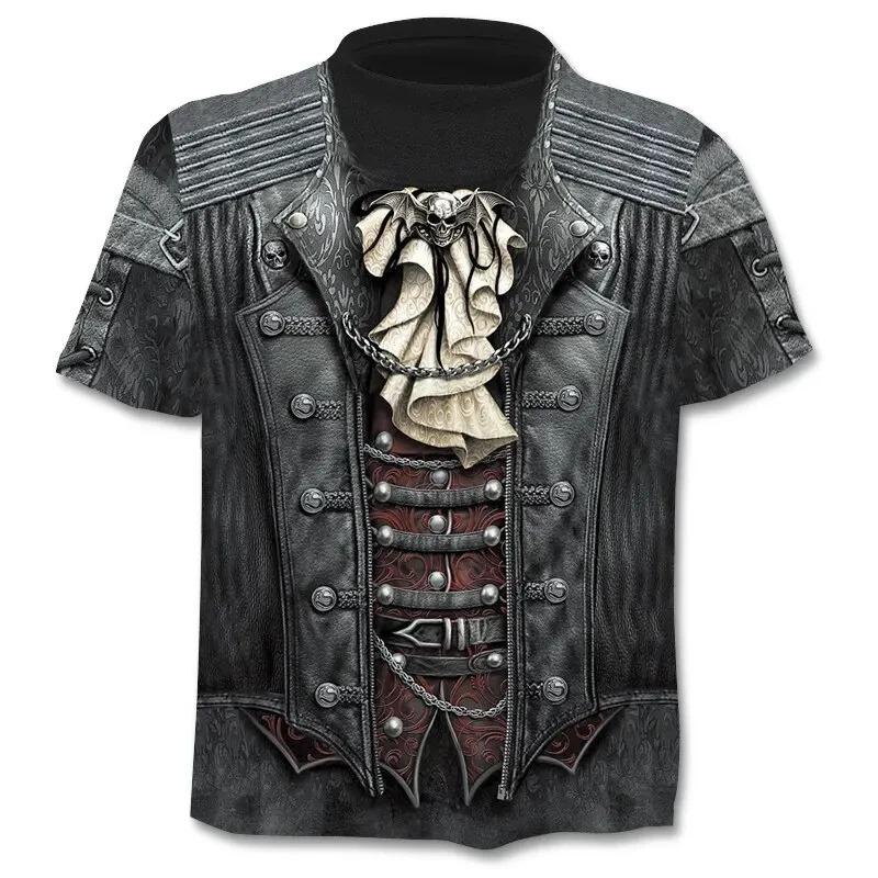 Забавная косплейная 3D-печатная бронежилетная куртка для мужчин, индивидуальная уличная хип-хоп футболка с круглым вырезом и коротким рукавом в стиле авангардного ковбоя-воина