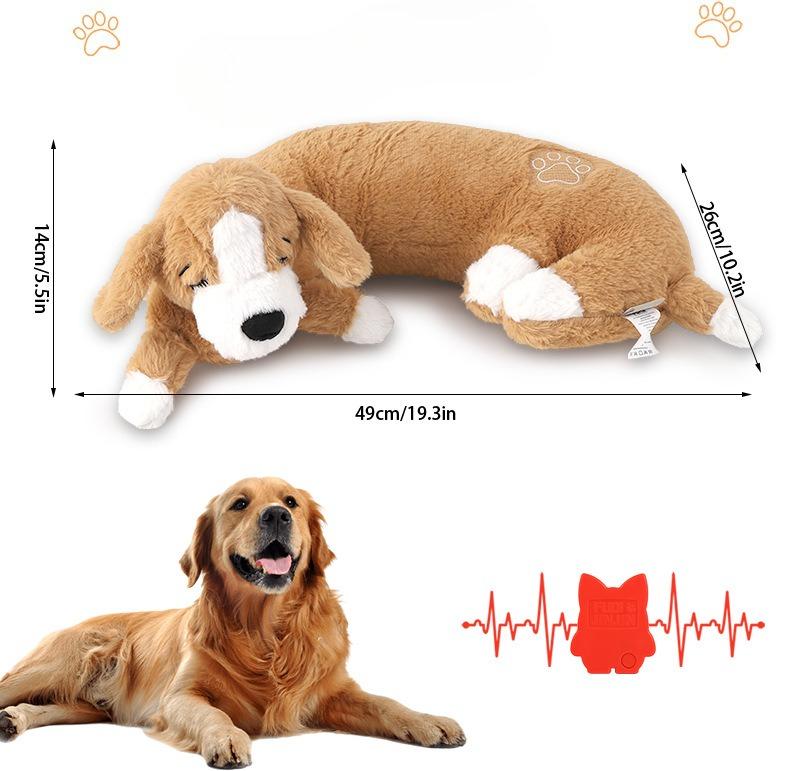 Sleeping Puppy Heartbeat Simulation Plush Dog Toy Detachable Cover Anxiety‑Relief Calming Companion Toy For Puppies Medium Large Dogs