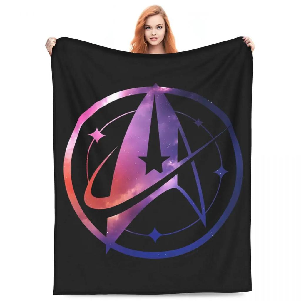Deep Space Nine Flannel Throw Blanket with Station Logo Warm Plush Quilt for Bed or Couch xcm