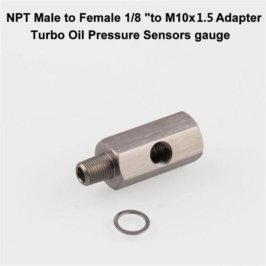 Стальной тройник датчика давления масла 1/8'' NPT - адаптер M10x1.5 для линии подачи турбины/манометра