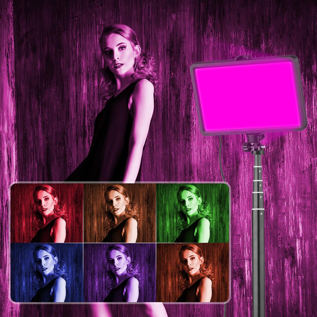 Портативный комплект видеоподсветки Andoer RGB с 1 * светодиодной видеоподсветкой, 7 цветов, освещение 3200K-5600K 10
