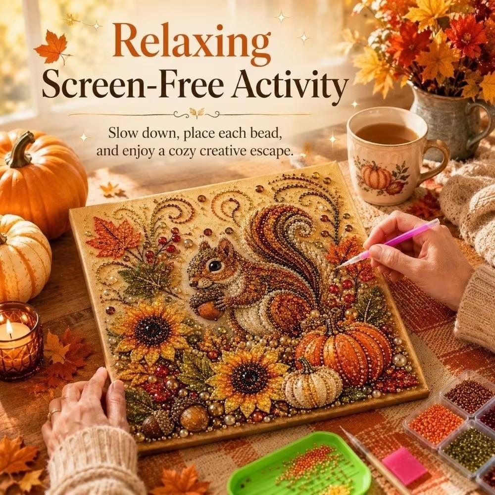 Fall Theme Painting Art Kit Autumn Theme Beaded Canvas Art Pearl Painting Kit For Adults