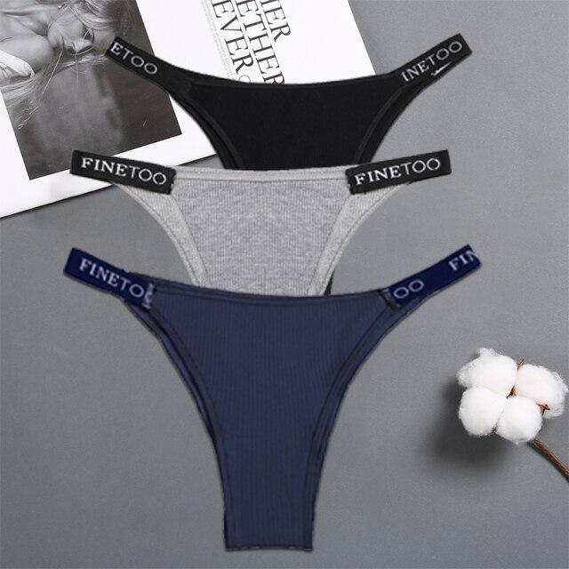 FINETOO 3PCS/Set Women's Lingerie Panties Cotton Gstring Female Underpants Sexy Letter Panties Thong Pantys Underwear Intimates