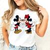 MINISO New Women's Leopard T-shirt Mickey Boys Girls Casual Family Ladies Clothing Cute Y2k Short-sleeved T-shirt