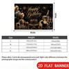 2D Flat Banner, Black and Golden Luxury Birthday Backdrop, Champagne, Cake, Gift Boxes, Balloons