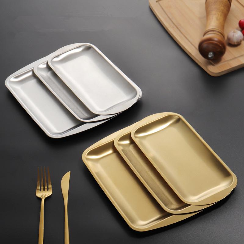 Rectangular Non-Stick Bread Cake Baking Tray Stainless Steel Cookie Cooking Pan Steamed Sausage Dishes Fruit Grill Fish Plate