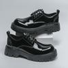 Fashion Men Casual Large Toe Original Black Platform Business Thick Bottom Dress Shoes Men Gentleman Outdoor Patent Leather Safety Shoes