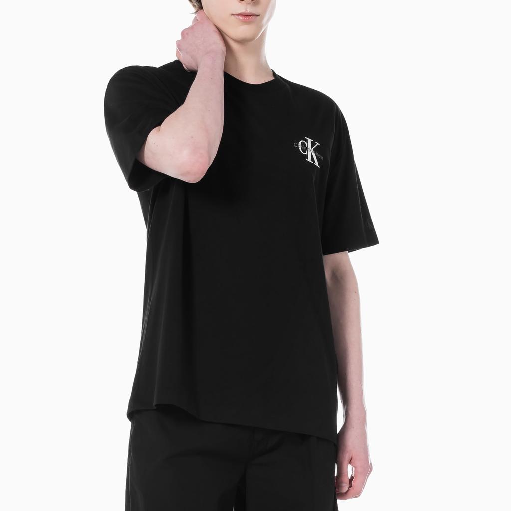 Calvin Klein Свободная футболка с принтом логотипа, круглым вырезом и короткими рукавами, унисекс, черная J325510-BEH
