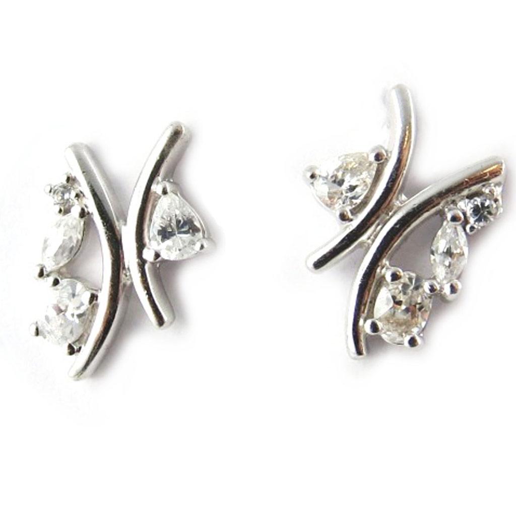 Les Trésors De Lily [B8476] - White 'Crystal Dream' Silver Earrings