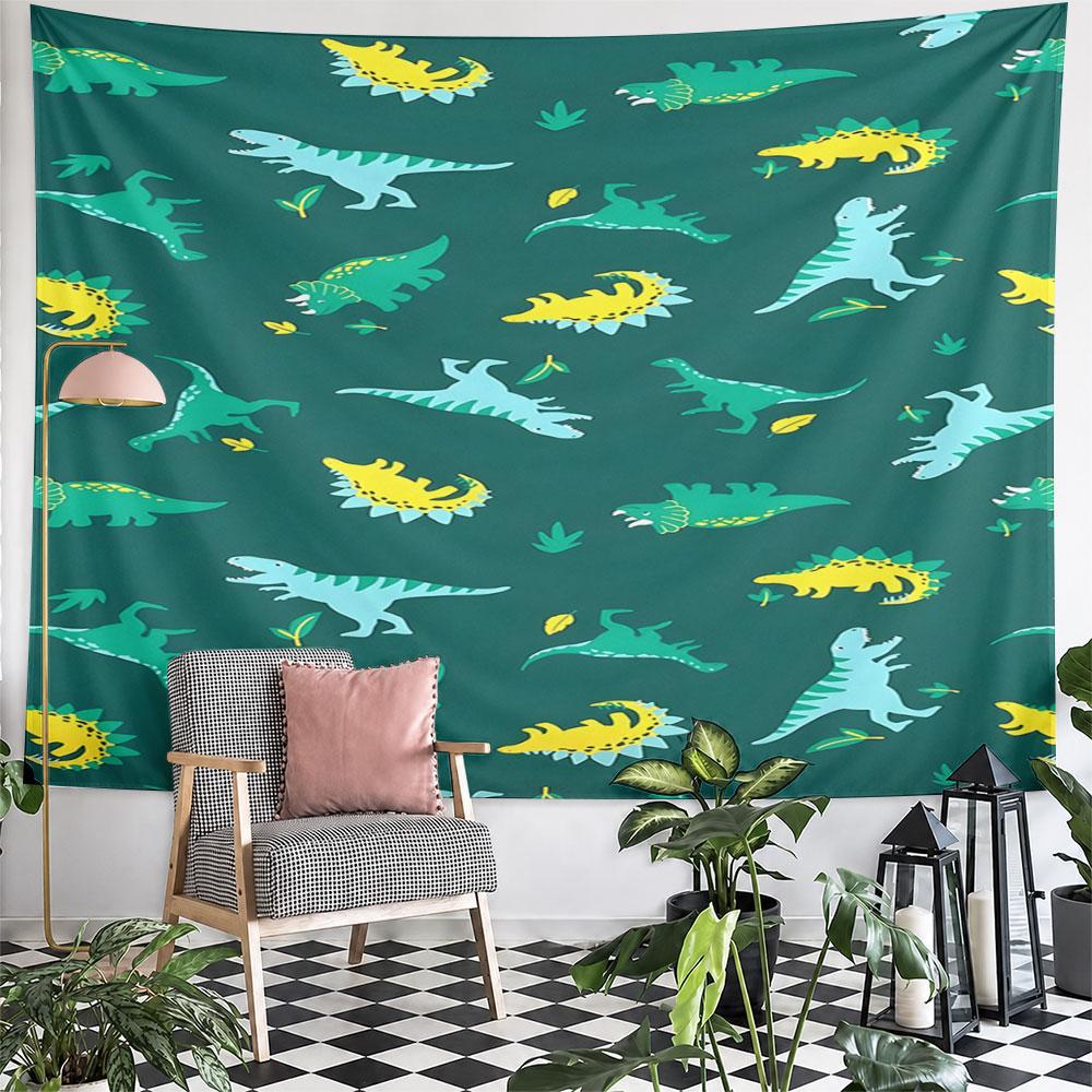Cute Cartoon Dinosaurs Pattern Pattern Wall Hanging Tapestry Decorative Tapestry Home Decor for Bedroom and Living Room