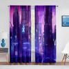 Punk Night City Landscape Purple Neon Thin Cloth Curtain for Living Room Bedroom Drape Kitchen Window Curtains Home Essentials