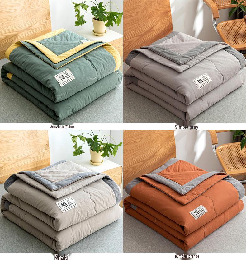 Стиганое одеяло из чистого хлопка - Мягкое, Легкое, Дышащее, Идеально для лета, Доступно в односпальном и двуспальном размерах.