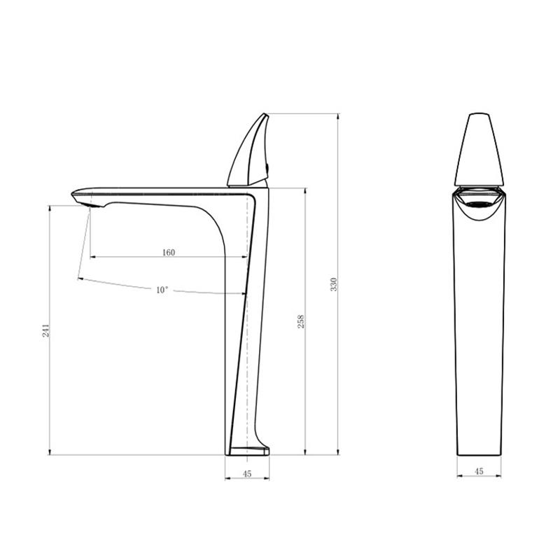 Bathroom Basin Sink Faucet Deck Mounted Square Brass Tall Mixer Single Handle Hot and Cold Water Mixer Tap