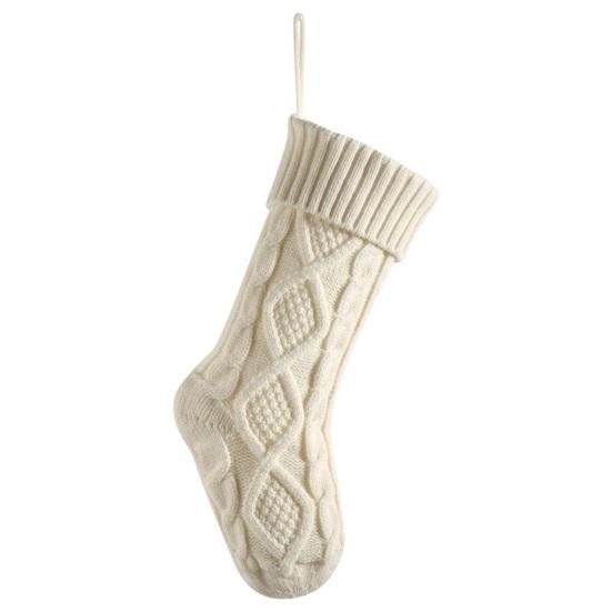 Рождественский мешок конфет Вязаный узор ромба Подарочный пакет большой емкости Декоративные носки Висячие чулки Рождественские елочные украшения Рождественские украшения Опора