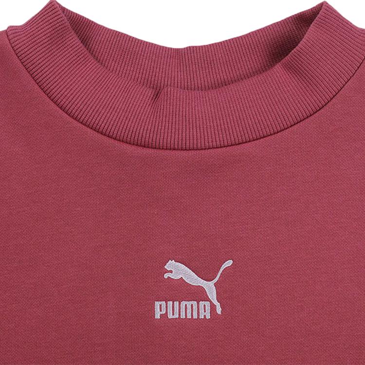 Puma Однотонный фирменный вышитый логотип с принтом, круглый вырез, длинный рукав, женская толстовка, розовый цвет 534370-25