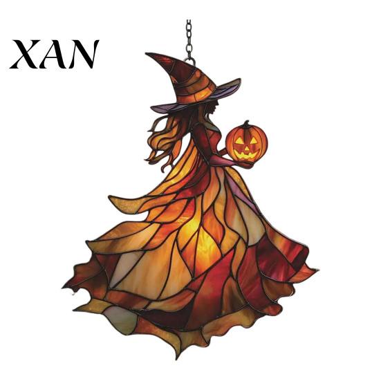 Festive Wizardly Aesthetic Gifts Witch Acrylic Suncatcher, Stained Glass Effect Window Car Hanging Ornament, Gothic Scary Handcrafted Style Suncatcher