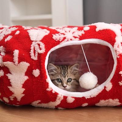 Рождественская кошачья туннельная кровать гнездо-пончик - Лимитированная серия