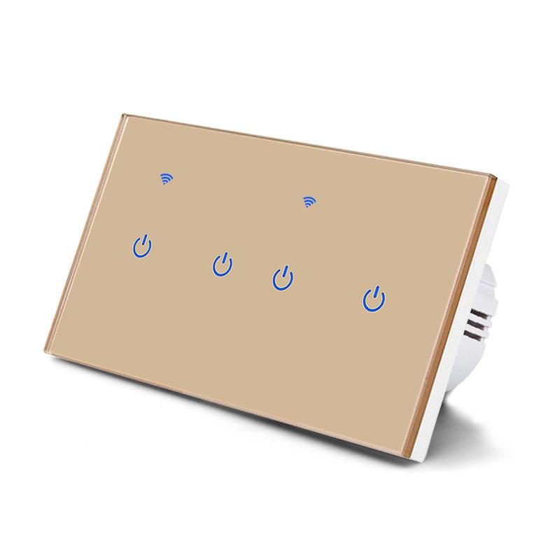 LangYeao 10A for Tuya Smart Zigbee Wall Switch 146 Type ABS PC Retro Glass Touch Panel 2/3/4/5/6/8 Gang Smart Life Alexa App