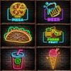 Neon Food and Drinking Metal Tin Sign Vintage Room Wall Art Poster Iron Painting Wall Decor Bar Pub Man Cave Retro Metal Plaque