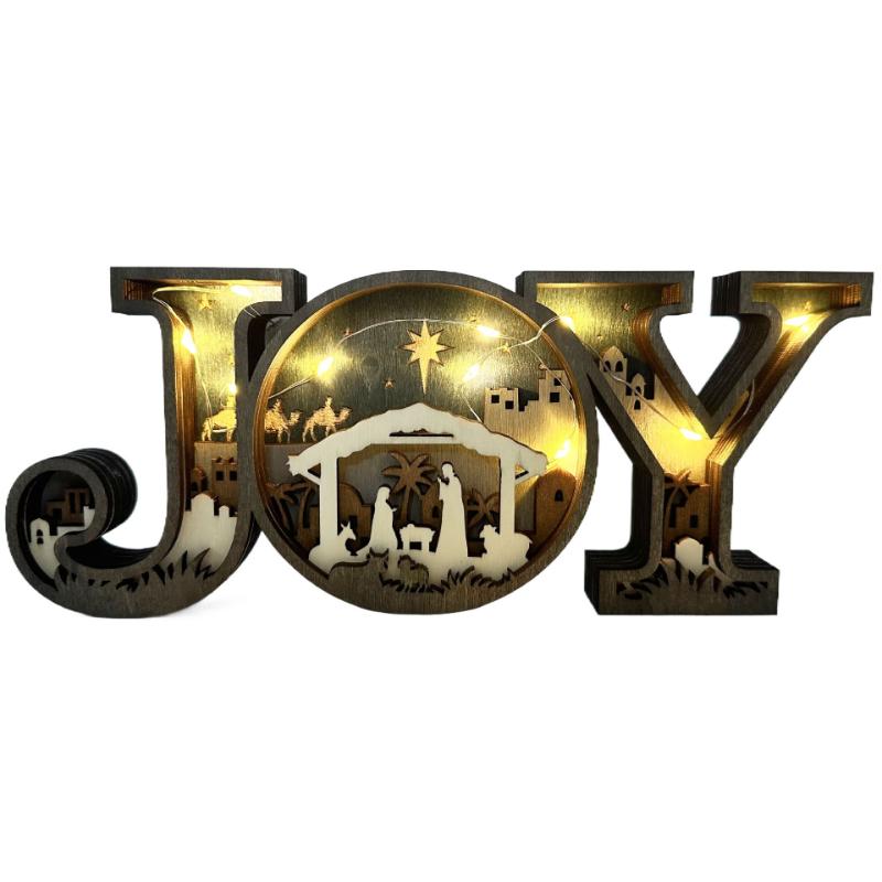 Wooden Crafts Christmas Creative Design JOY Letter Ornament Home Office Decoration