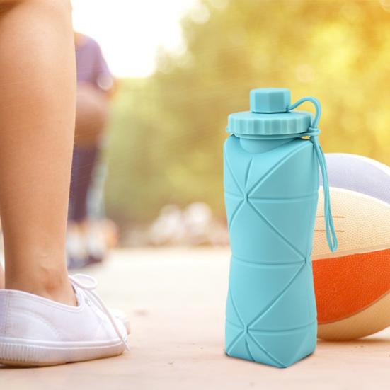 Складная бутылка для воды 600 мл, герметичная многоразовая портативная складная бутылка для воды, для кемпинга, езды на велосипеде, тренажерный зал, фитнес, спорт, путешествия, питьевая чашка