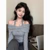 Autumn Winter Off-Shoulder Halter Knit Top for Women