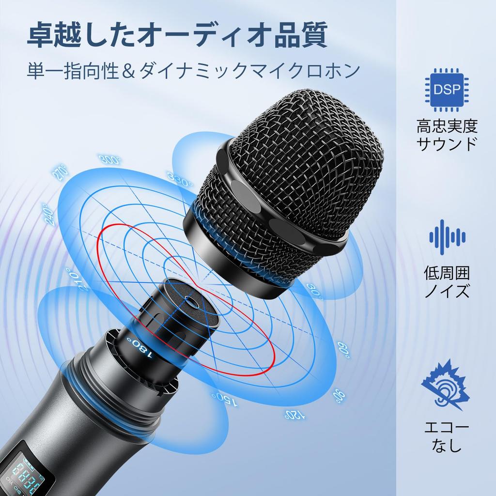 Беспроводной микрофон JAMELO, металлический двойной динамический микрофон UHF, беспроводная ручная микрофонная система с аудиокабелем 60 м 6,35 мм (Диапазон УВЧ)