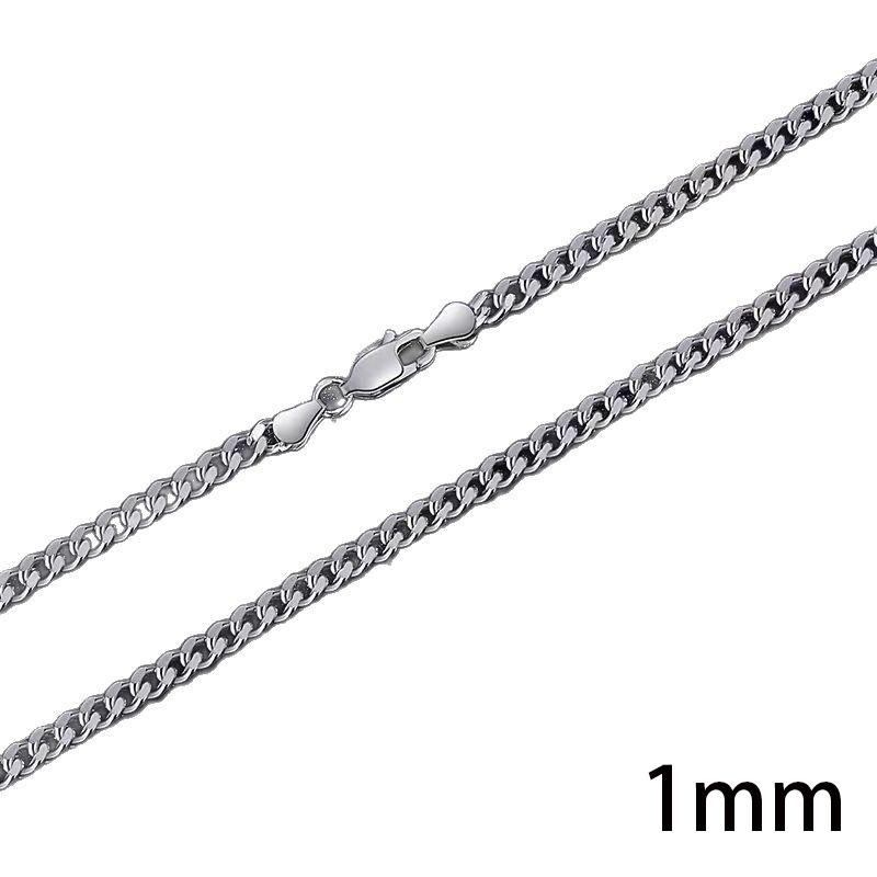 High Quality S925 Sterling Silver Necklace Cuban Link Chain Necklace Plain Curb Chain for Women Men's Daily Wear Fine Jewelry