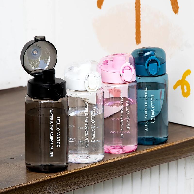 550 мл Прозрачная бутылка для воды Чашка для воды для мужчин женщин студентов С фильтром и защитой от падения Со шкалой Спортивная портативная бутылка