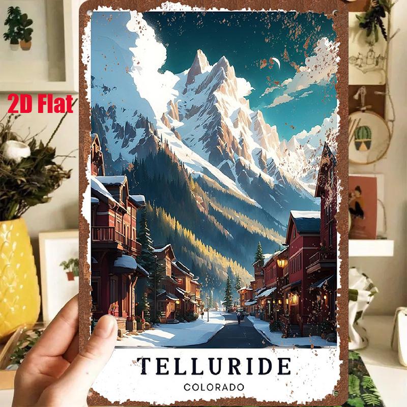 D Flat pc DFlat Metal Sign Vintage Metal Tin Sign Telluride Colorado X InchesX Cm Depicting The Winter Scener