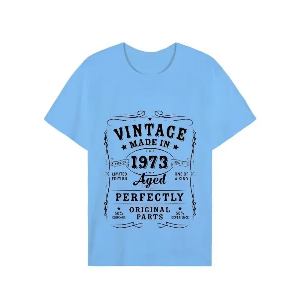 1973 50th Birthday T-shirts T-shirt Vintage 1973 Men Short Sleeve Tops Street 1973 T Shirt for Men T Shirt Oversize Tee Shirt Man