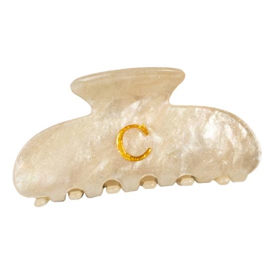 Женская заколка для волос с принтом букв, противоскользящими зубцами, зажим для волос на затылок, большой размер, зажим для волос для душа, аксессуар для волос