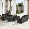 9-piece Garden Sofa Set with Black Rattan and Acacia Wood Cushions 3363129