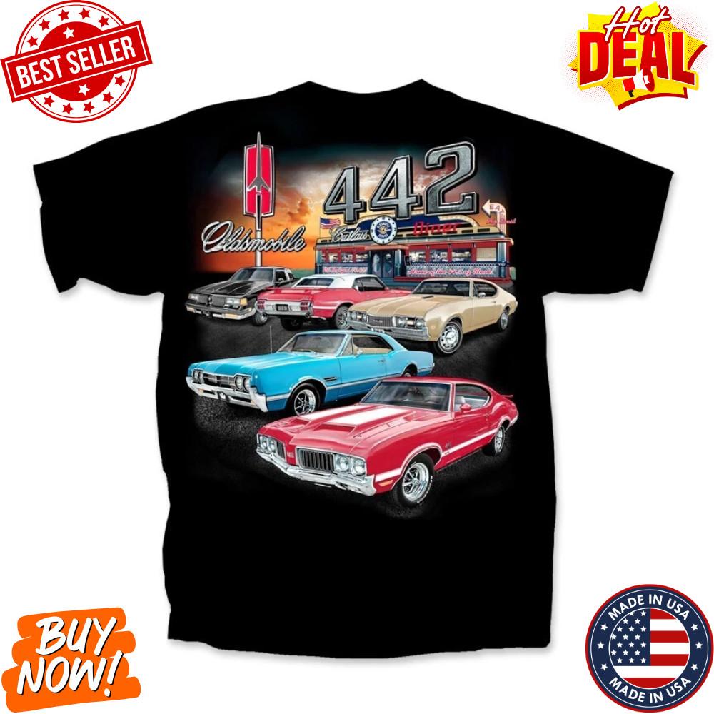 Вдохновленная Oldsmobile 442 Винтажная машина Коллекция автомобилей Графическая футболка Ретро Масл Унисекс Футболка