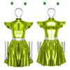 Adult Women Silver Astronaut Costume Alien Tutu Dress Suit Space Cadet Leotards Dress for Halloween Cosplay Theme Party Dress-up