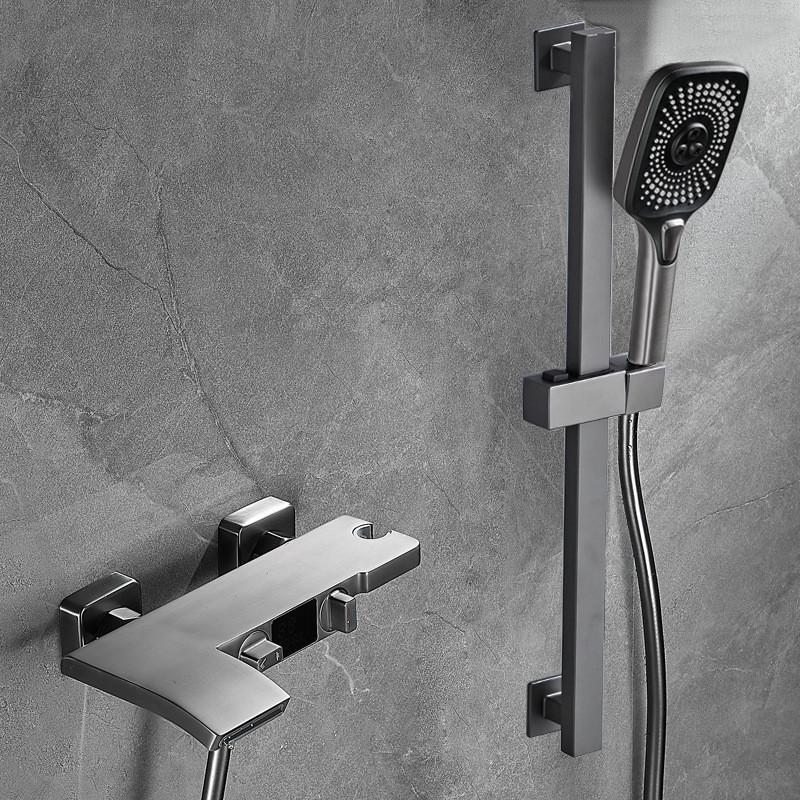 Серый цифровой дисплей для ванны и душа, настенный черный смеситель для ванны, холодная и горячая вода, белые смесители для ванны и душа