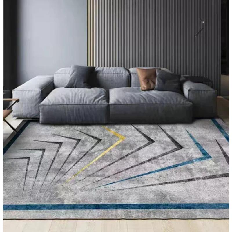 Modern Style Geometric Area Carpet Blue Gray Shadow Block Anti Slip Floor Mat Minimalist Living Room Home Decoration Carpet