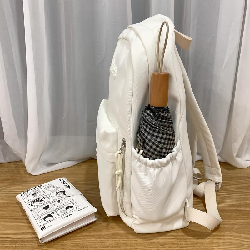 Студенческий однотонный школьный женский рюкзак в студенческом стиле с буквенным принтом, рюкзак большой емкости