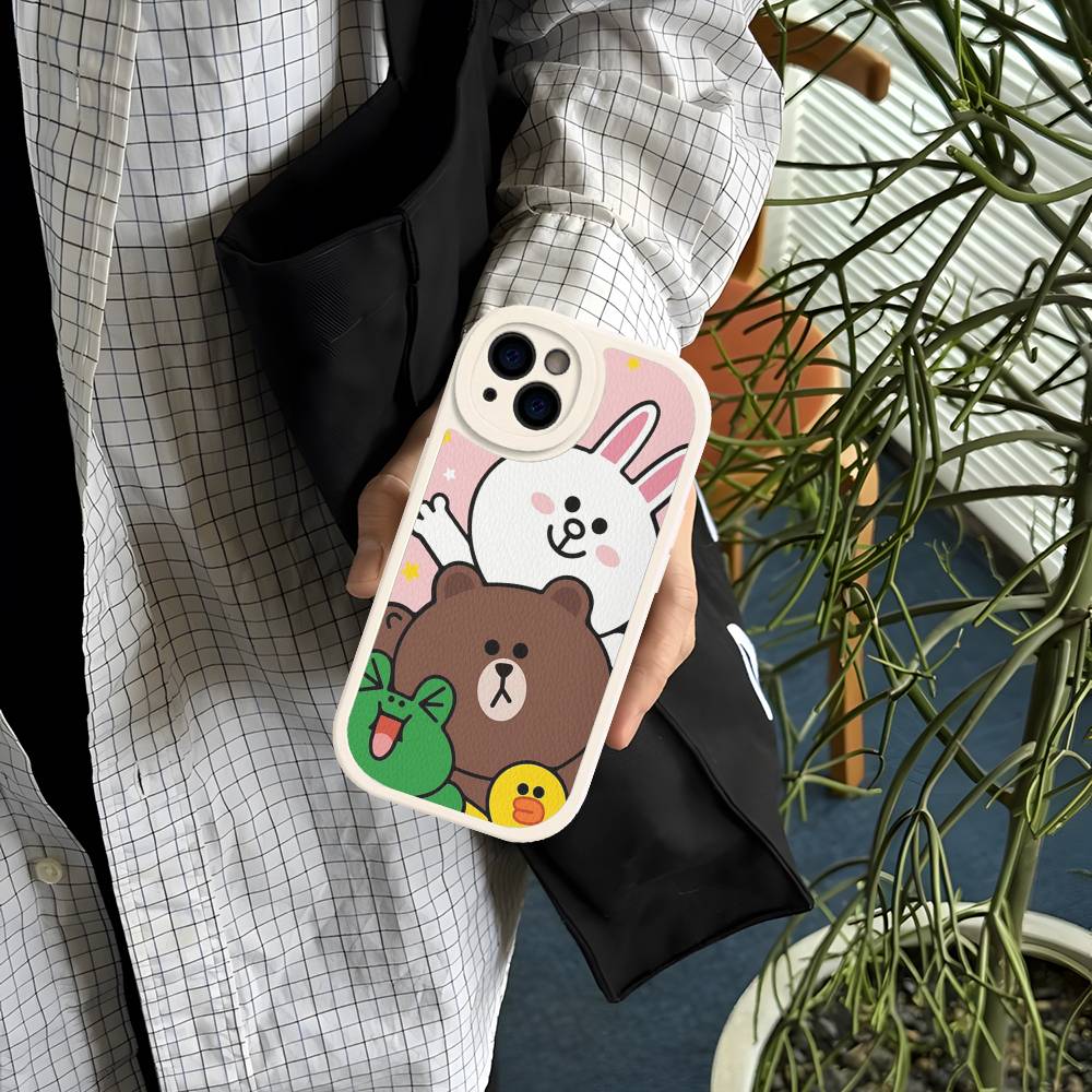 Cartoon Cute C-Cony B-Brown Phone Case For IPhone 16 15 14 13 12 11 Pro Max Plus Shockproof Leather Cover