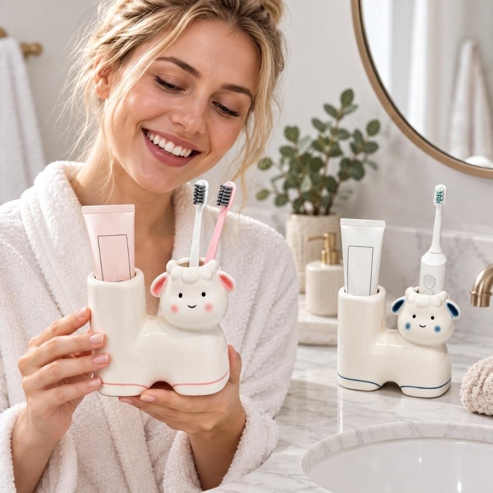 Ceramic Toothpaste Toothbrush Rack Cartoon Toothbrush Storage Rack Home Decor