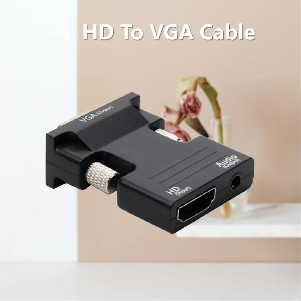 Конвертер HDMI-совместимый гнездо на VGA штекер Адаптер кабеля 3,5 мм аудио 1080P FHD видеовыход для ПК, ноутбука, телевизора, монитора, проектора