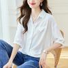 White Lapel Design and Five-point Sleeve Sleeve Shirt In Summer New Style High-end Feel Loose and Versatile