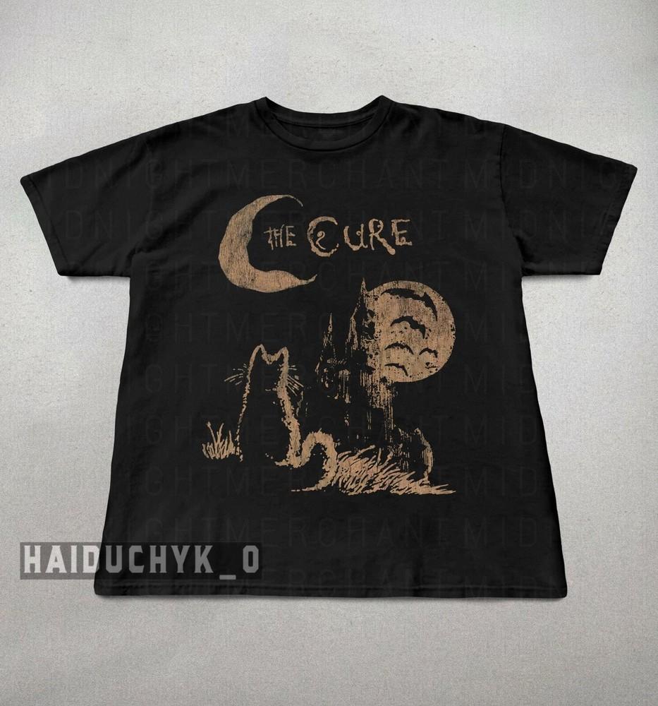 The Cure Cat Tee, 90s Alt Indie Rock, Unisex Black T-shirt Size S-5XL Unisex T-Shirt